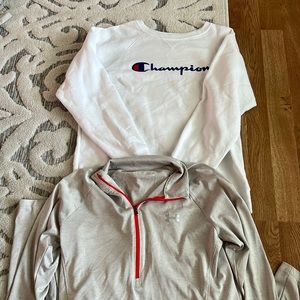 Under Armour quater zip size medium / Champion crewneck size medium bundle!